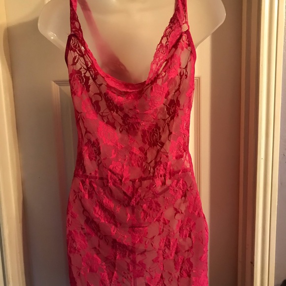 Hot pink lace negligee Sz XL and XXL - Picture 5 of 7
